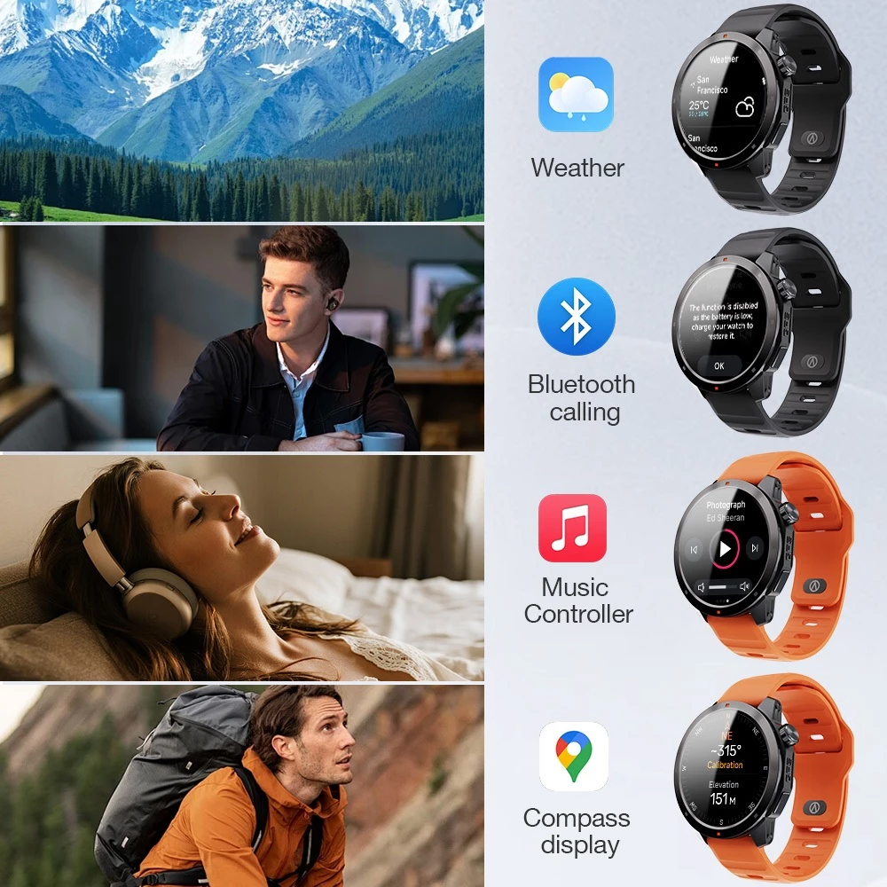 Aolon Navi R3 Ultra GPS Smart Watch 42mm Amoled Display Connect Bluetooth Earphone 3ATM Waterproof Swimming Smartwatch - Image 7